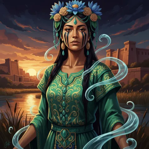 Chalchiuhtlicue — Aztec card